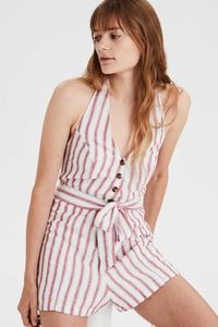 American Eagle Striped Halter Romper Size XL